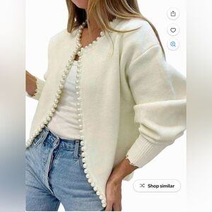 ⭐️NWT Commense Pearl Trim Ripped Hem Cardigan ⭐️